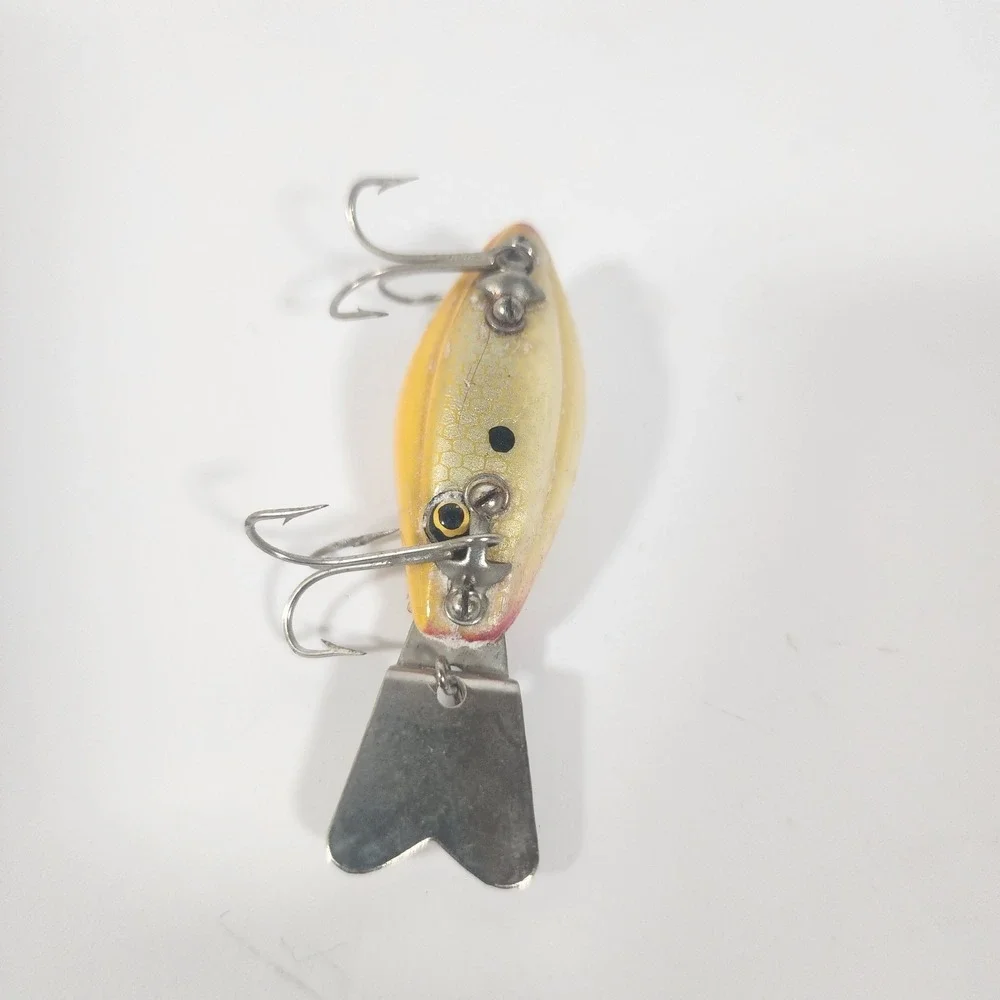 Vintage Creek King Side Shaft Crankbait Fishing Lure Yellow Gold Scale 2.25